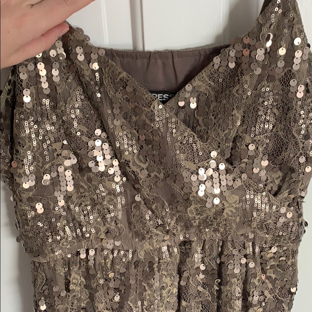 Express Gold Sequin Dress - Picture 4 of 8